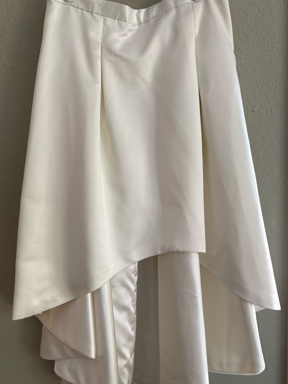 Elegant Asymmetrical Cream High-Low Satin Skirt